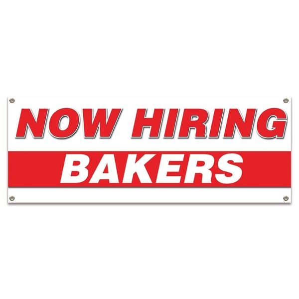 Now Hiring Bakers Banner Apply Inside Accepting Application Single Sided
